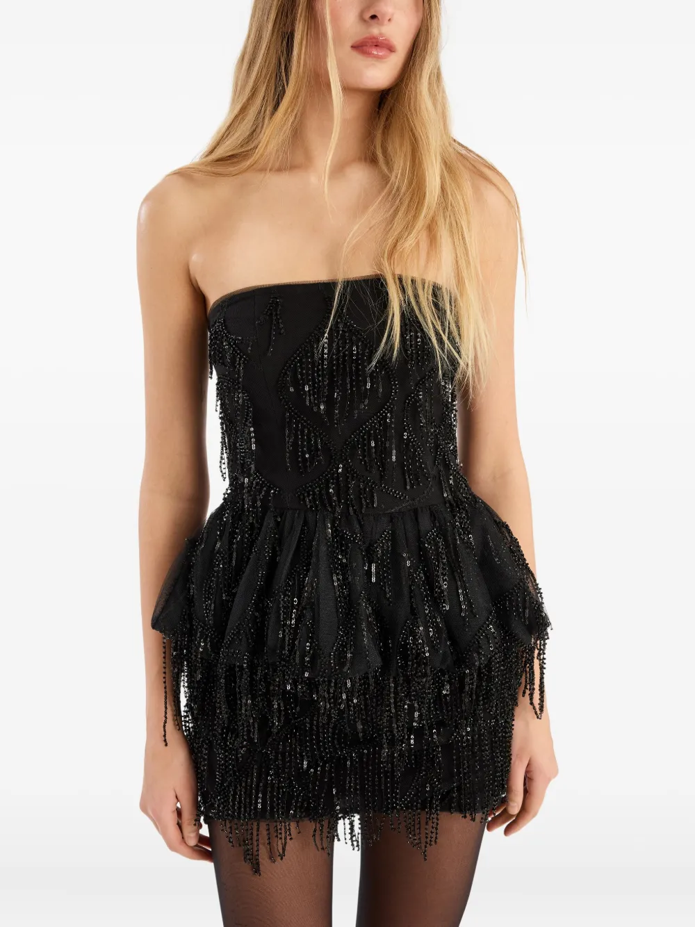 Rotate Birger Christensen Sequin-embellished Peplum Top In Black