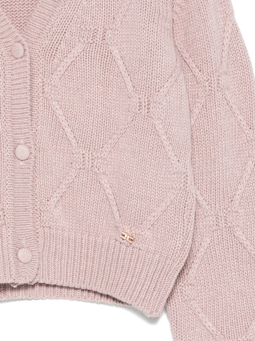 Elisabetta Franchi La Mia Bambina diamond-pattern button cardigan Roze