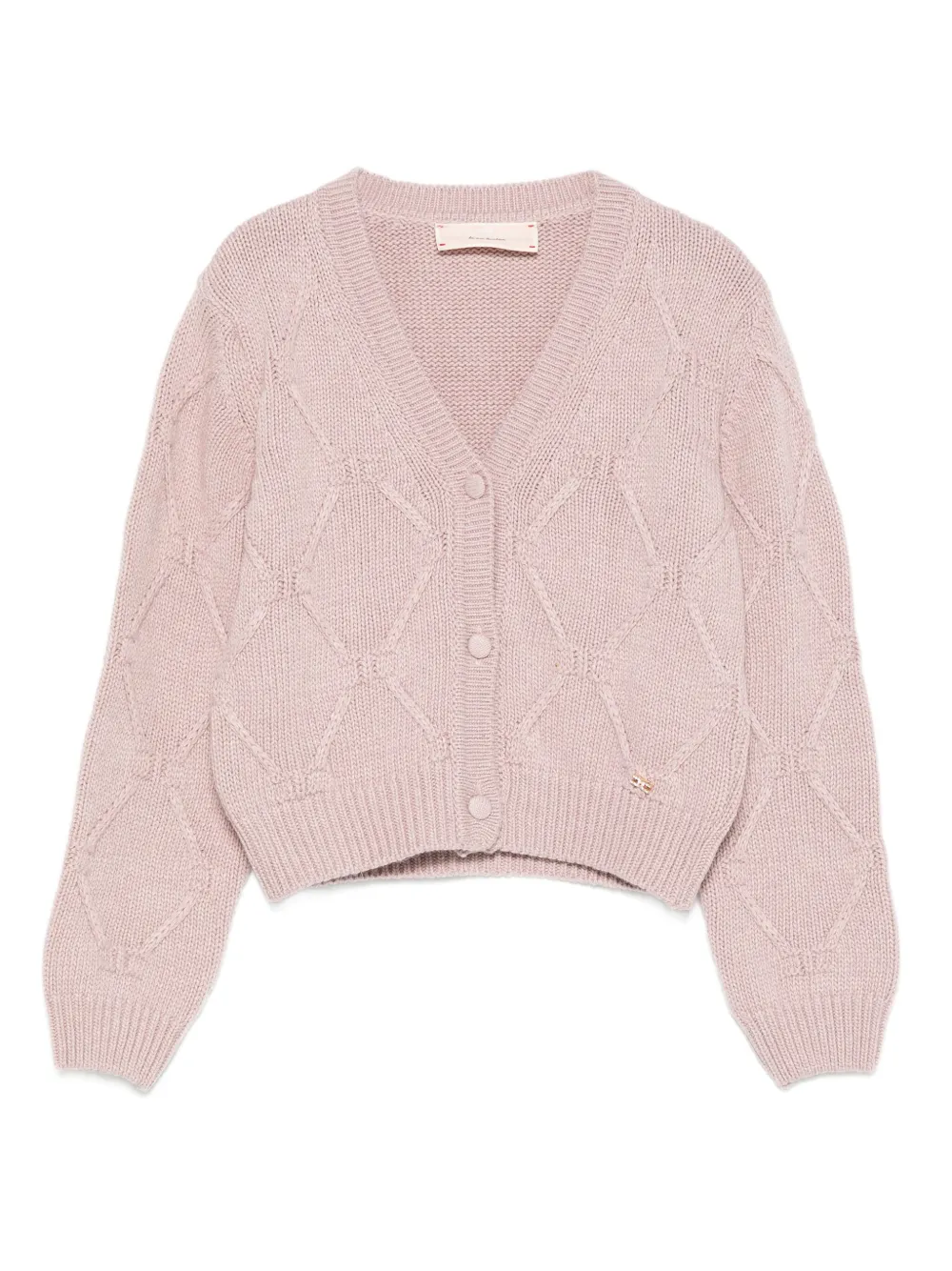 Elisabetta Franchi La Mia Bambina diamond-pattern button cardigan Roze