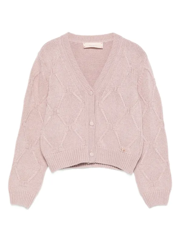 Elisabetta Franchi La Mia Bambina diamond-pattern button cardigan