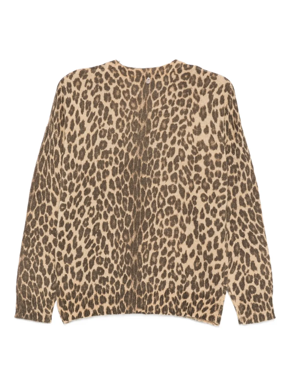 Liu •jo Leopard Print Crew-neck Sweater In Brown
