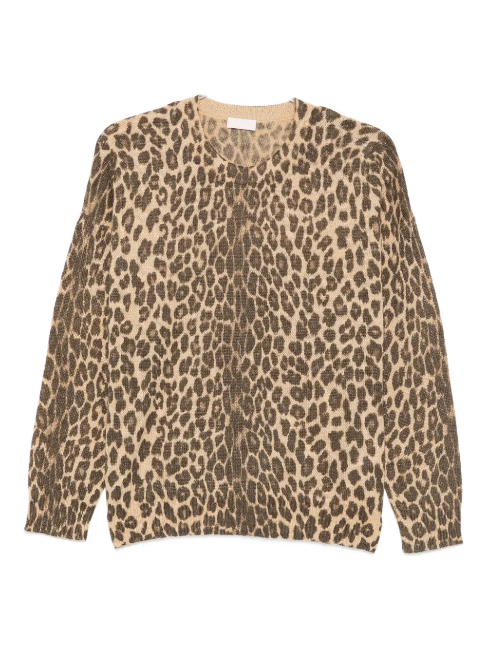 Liu •jo Leopard Print Crew-neck Sweater In Neutral