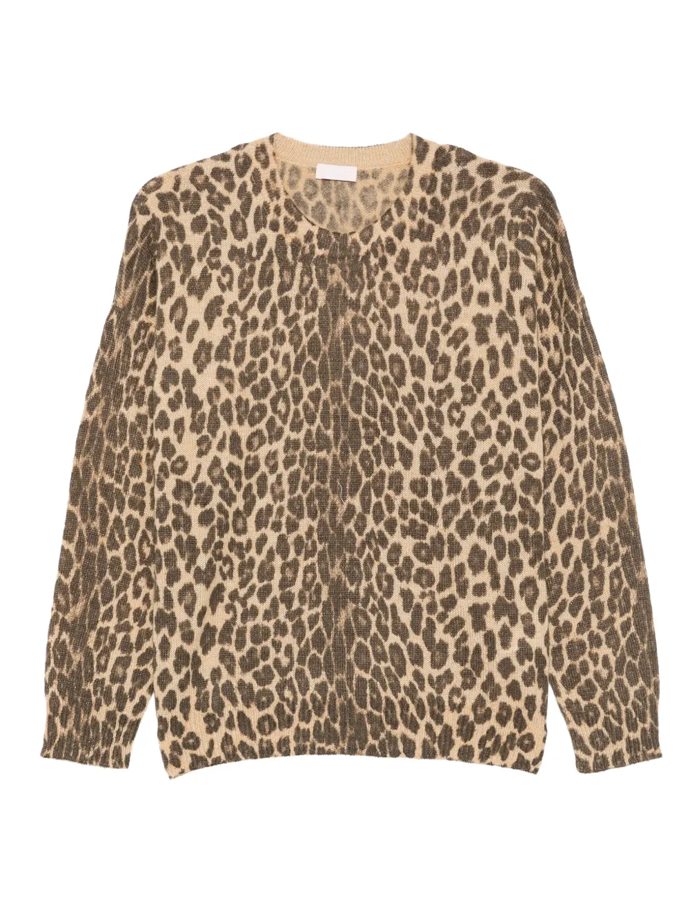 LIU JO Trui met luipaardprint en ronde hals Beige