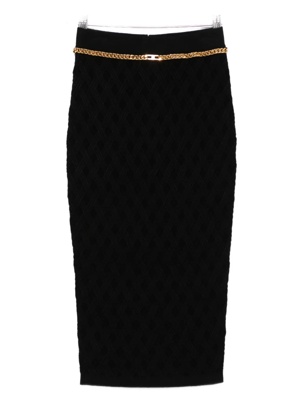 Elisabetta Franchi Chain-embellished Geometric Midi Skirt In Black