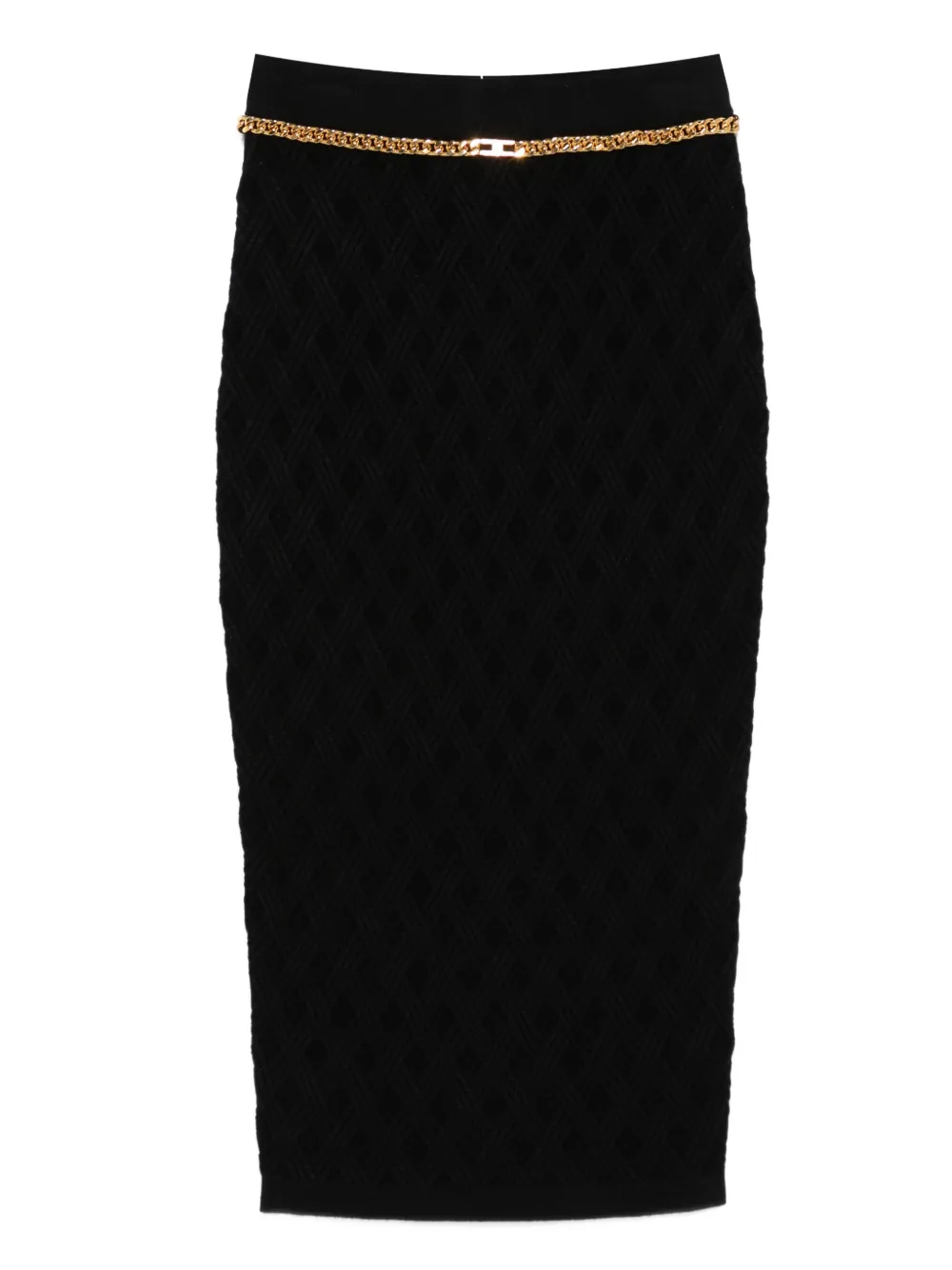 Elisabetta Franchi Geometrische midi-rok verfraaid met ketting Zwart