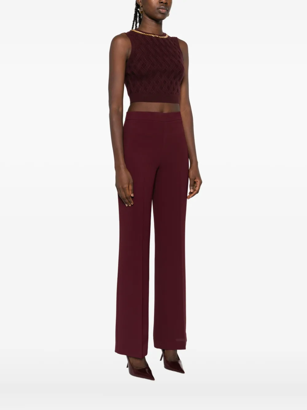 Elisabetta Franchi Cropped top met diamantpatroon en ketting Rood
