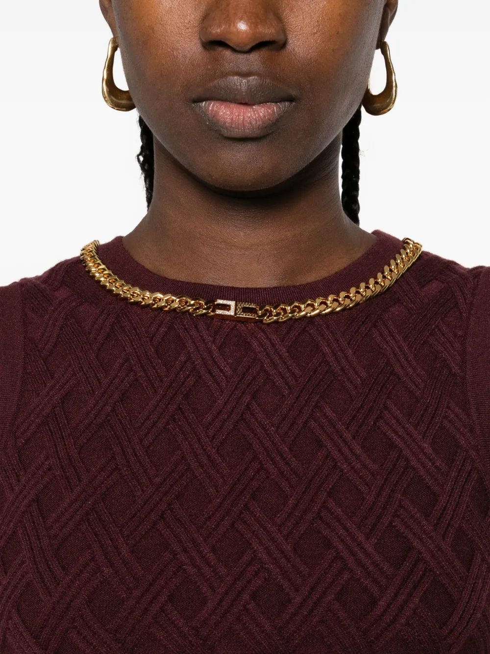 Elisabetta Franchi Cropped top met diamantpatroon en ketting Rood