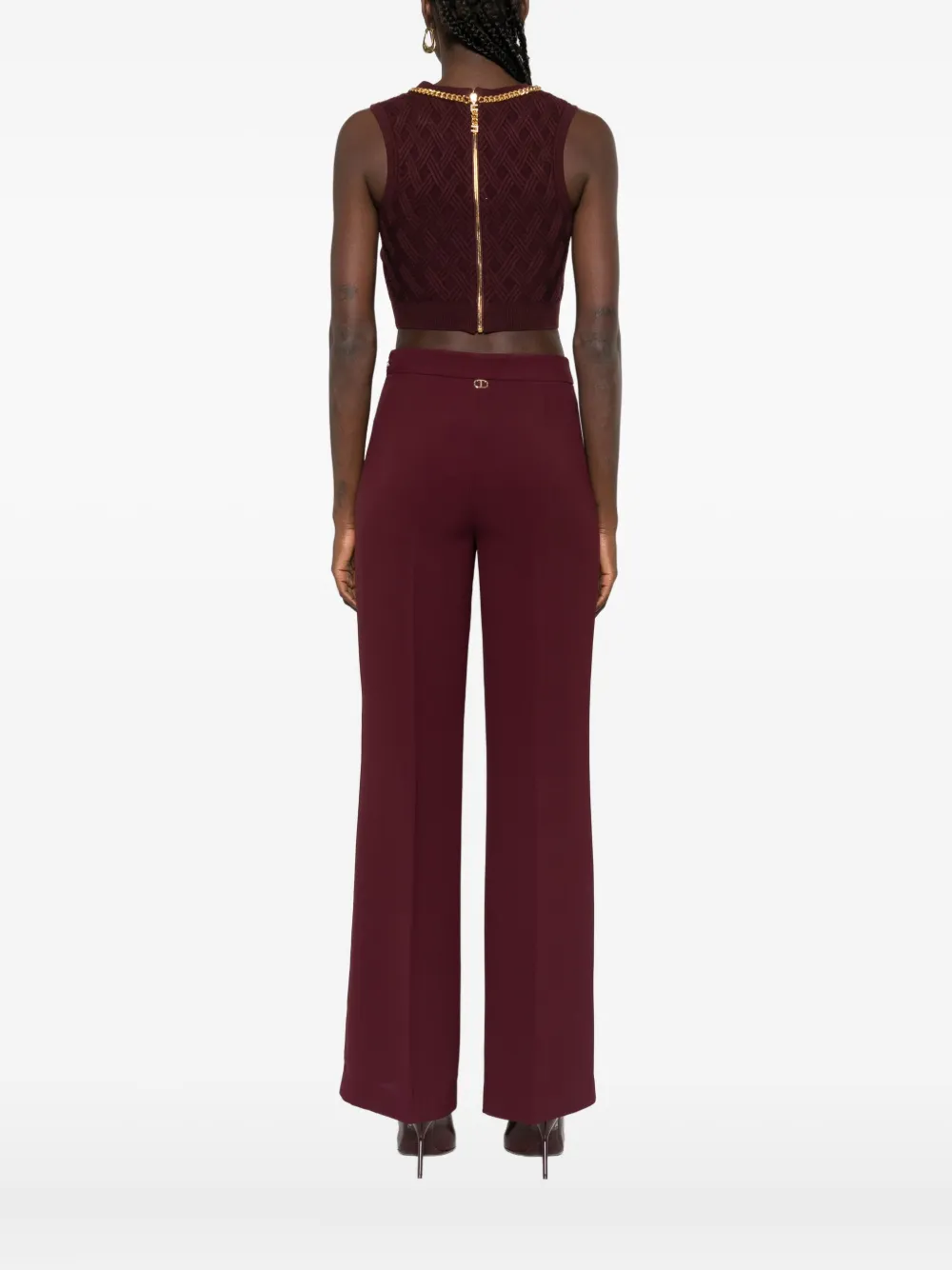 Elisabetta Franchi Cropped top met diamantpatroon en ketting Rood