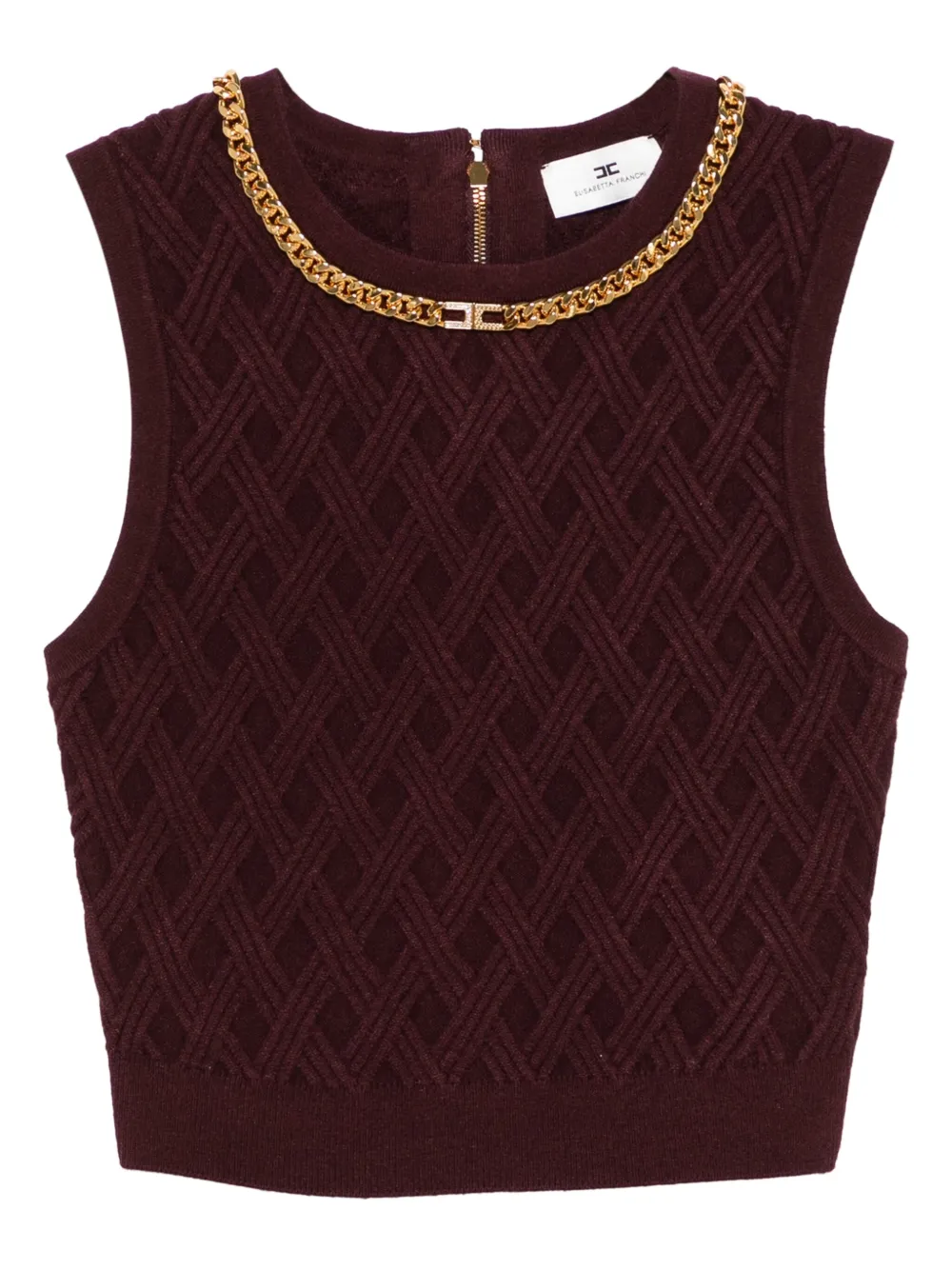 Elisabetta Franchi Cropped top met diamantpatroon en ketting Rood