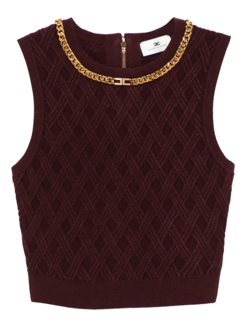 Elisabetta Franchi Cropped-Top mit Rautenmuster und Kette