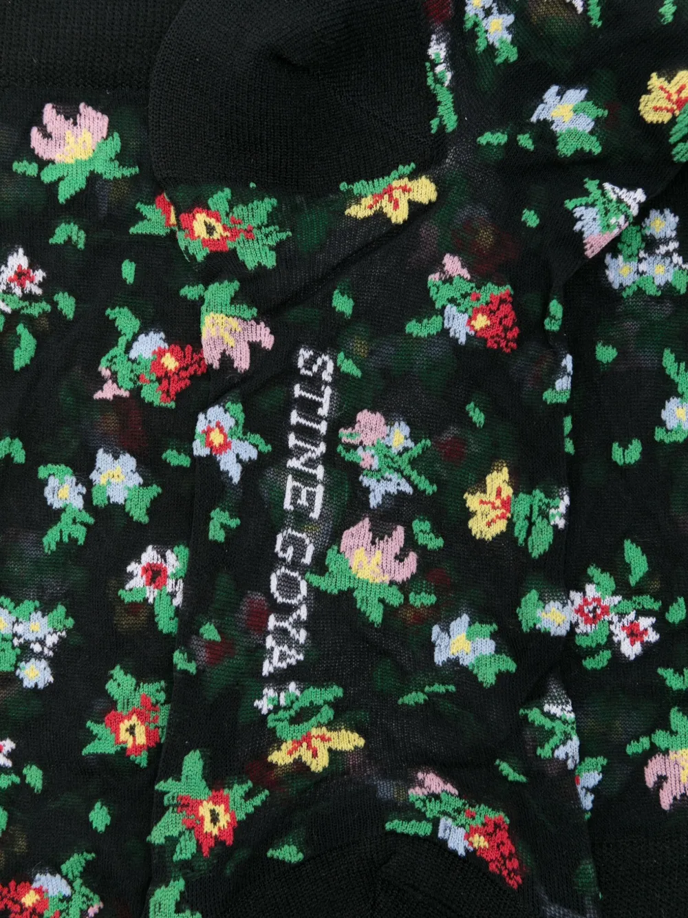 Stine Goya Sokken met bloemenprint Zwart