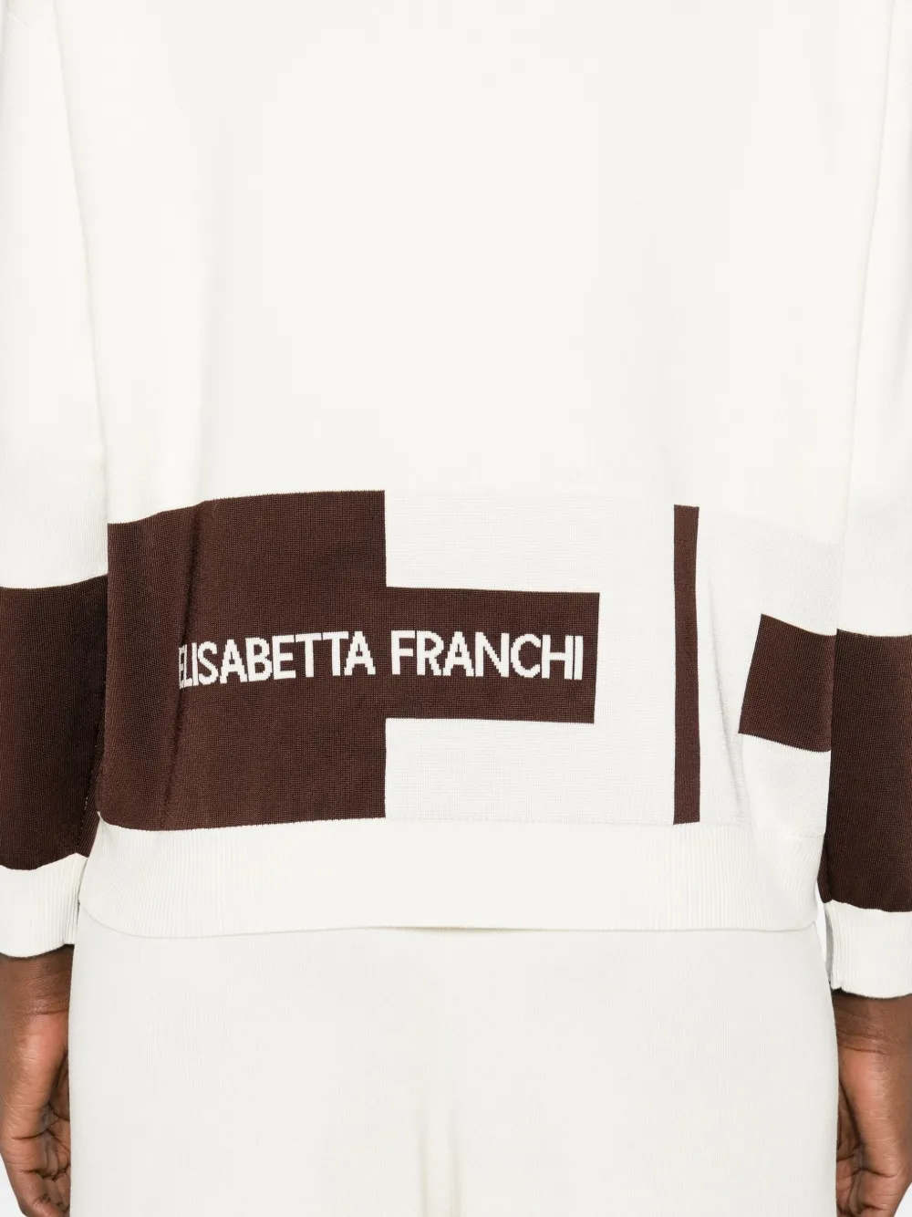 Elisabetta Franchi Block-insert Long-sleeve Sweater In White