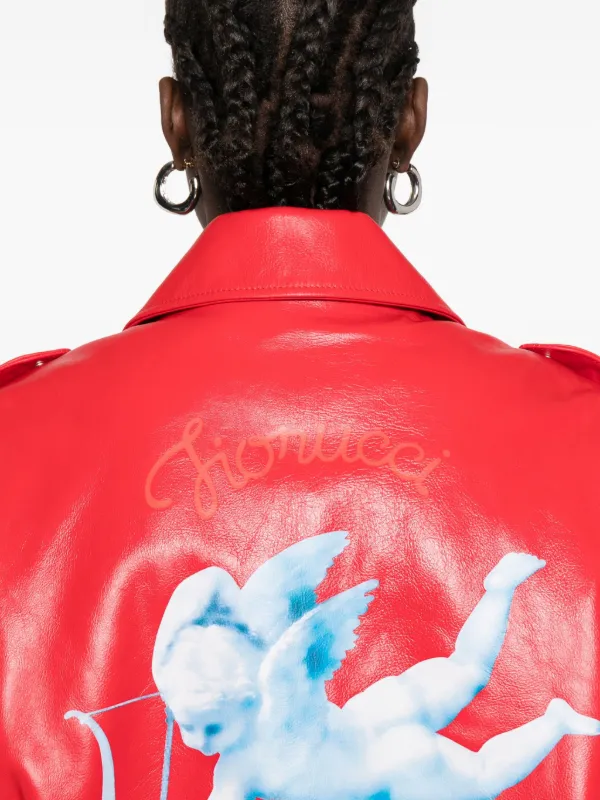 Fiorucci☆子牛革☆leather 短丈“bomber jacket Fiorucci flap-pockets Leather Jacket | Red | FARFETCH