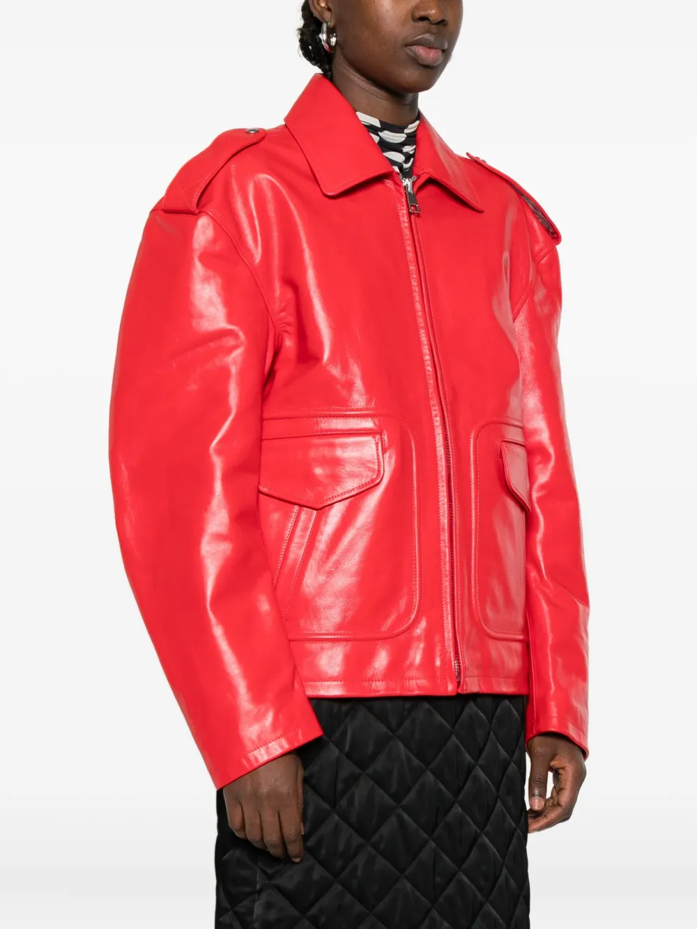 Fiorucci Flap-pockets Leather Jacket In Red