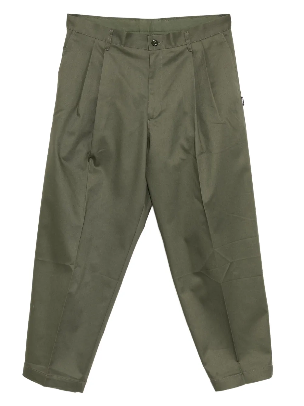 Neighborhood Logo-patch Tapered Trousers In Green