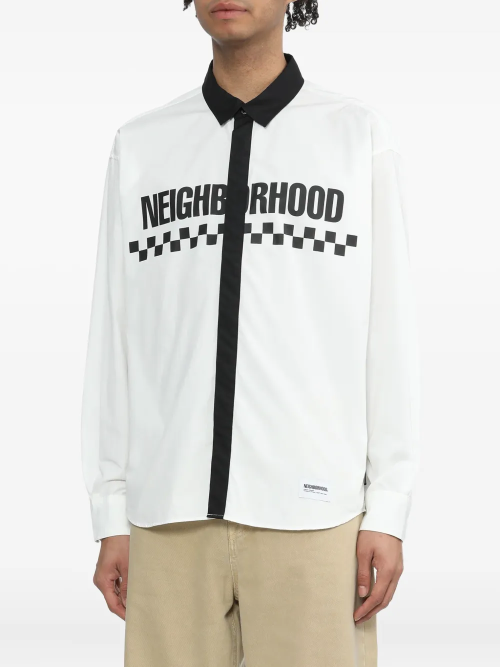 Neighborhood Geruit overhemd Wit