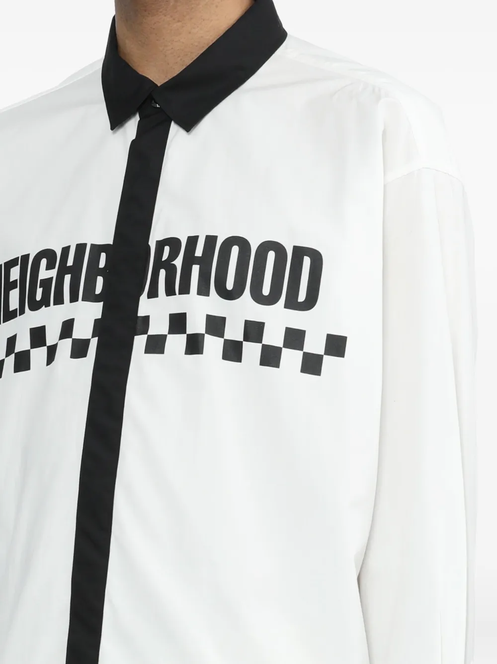 Neighborhood Geruit overhemd Wit
