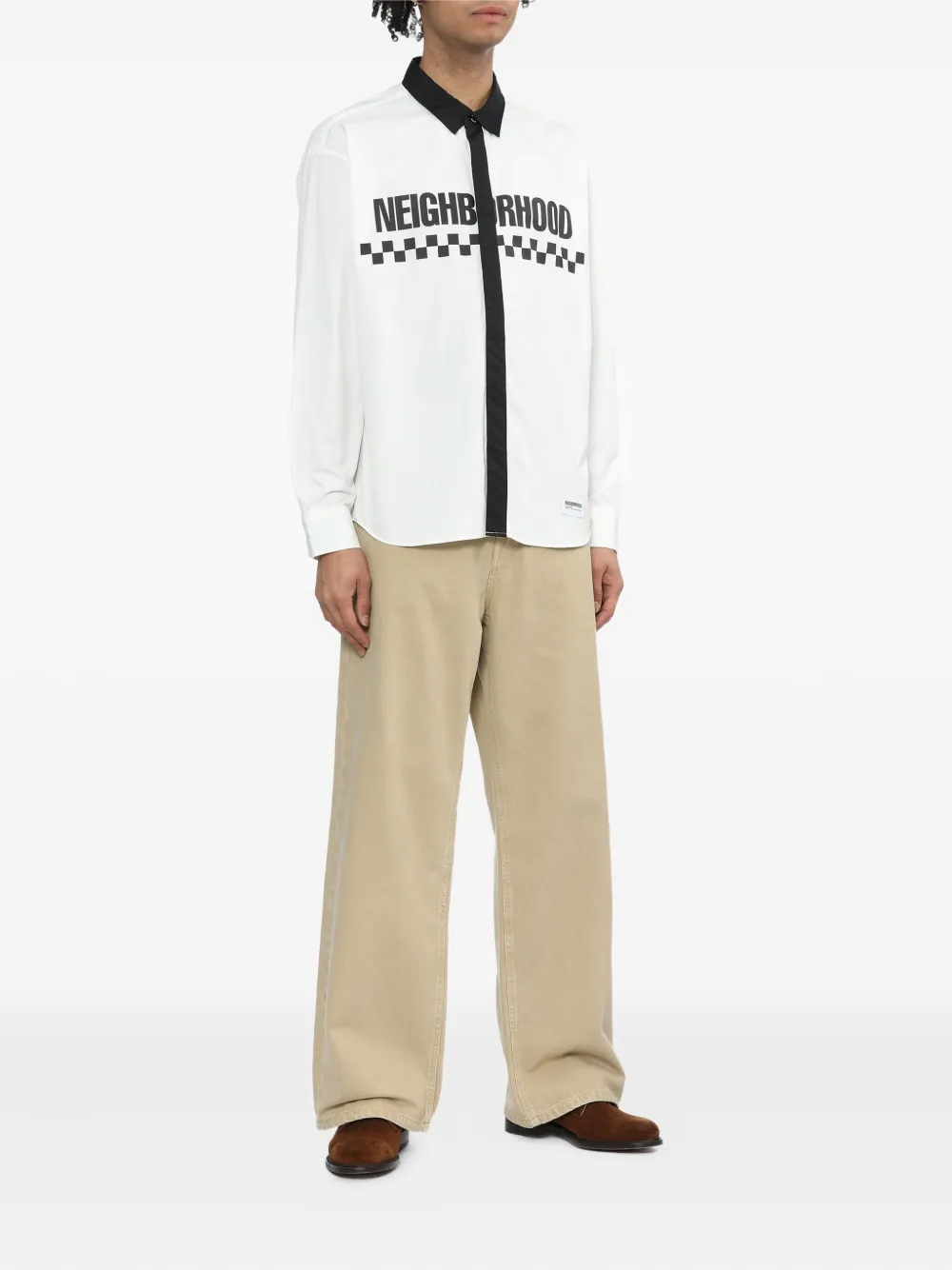 Neighborhood check-print cotton shirt - Wit