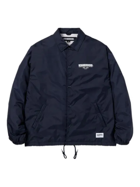 Neighborhood logo-patch zip-fastening jacket