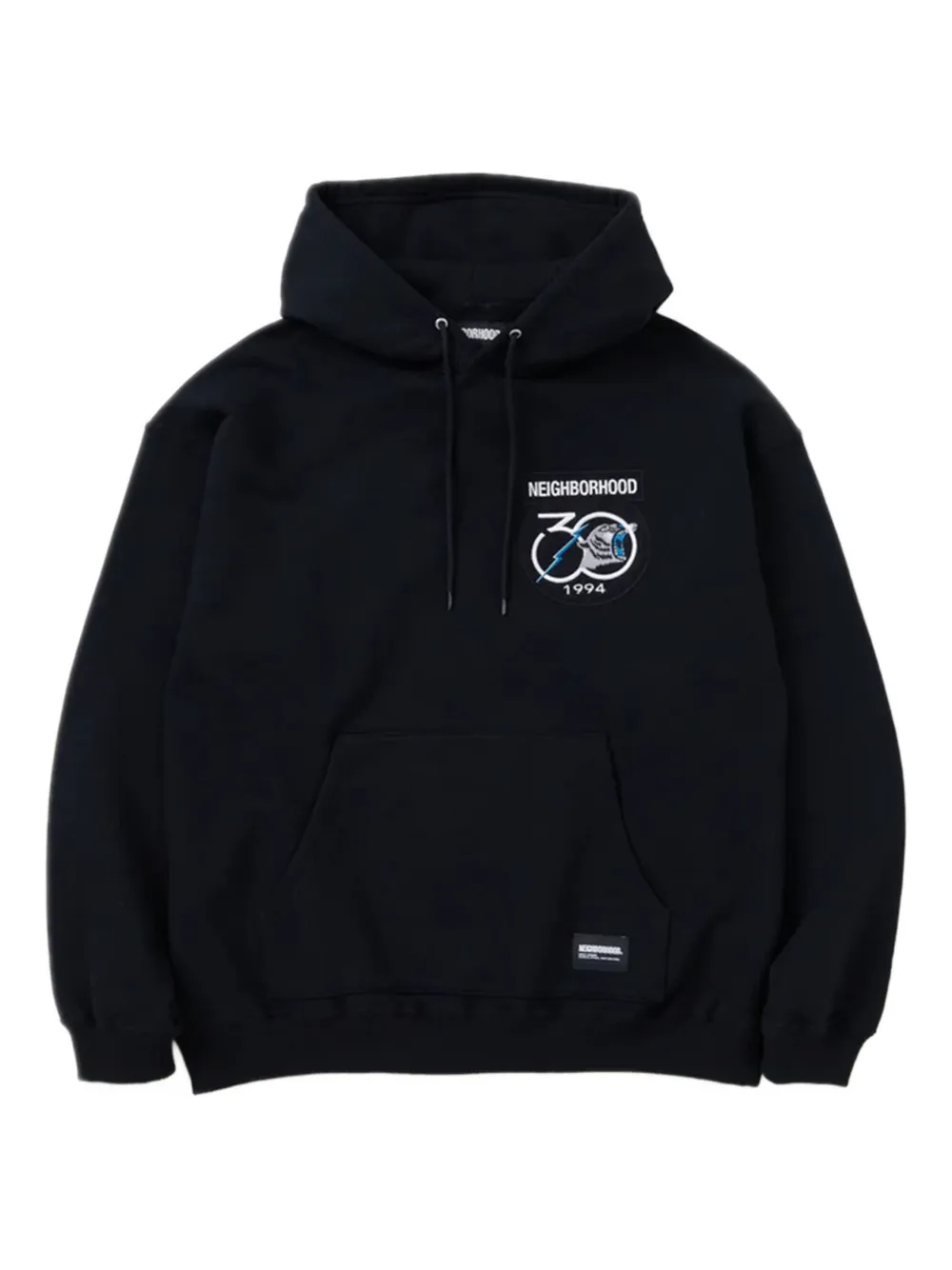 Neighborhood embroidered-patch hoodie | Black | Image 1