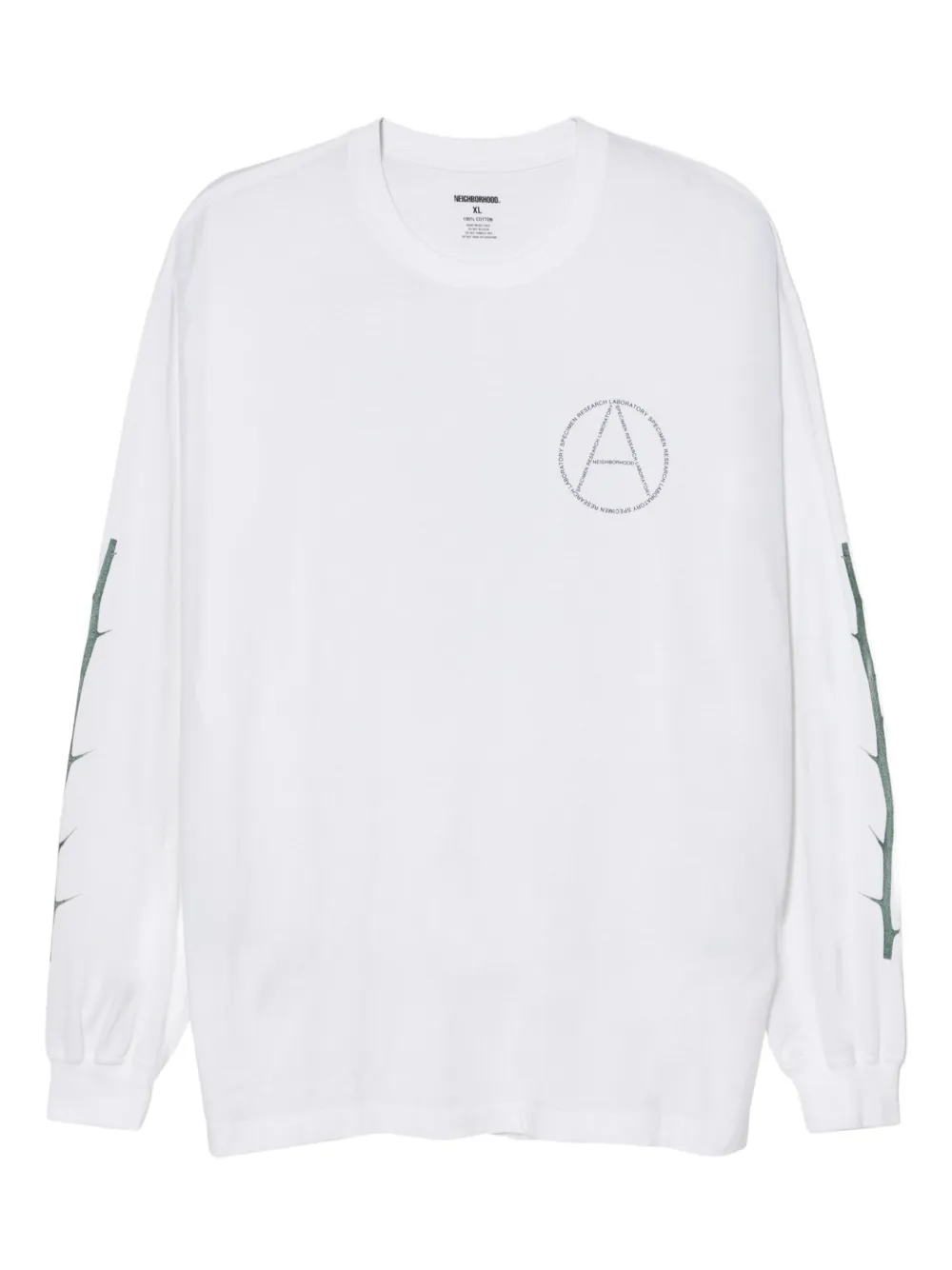 Neighborhood Langarmshirt mit Dornen-Print | Weiß | Image 1