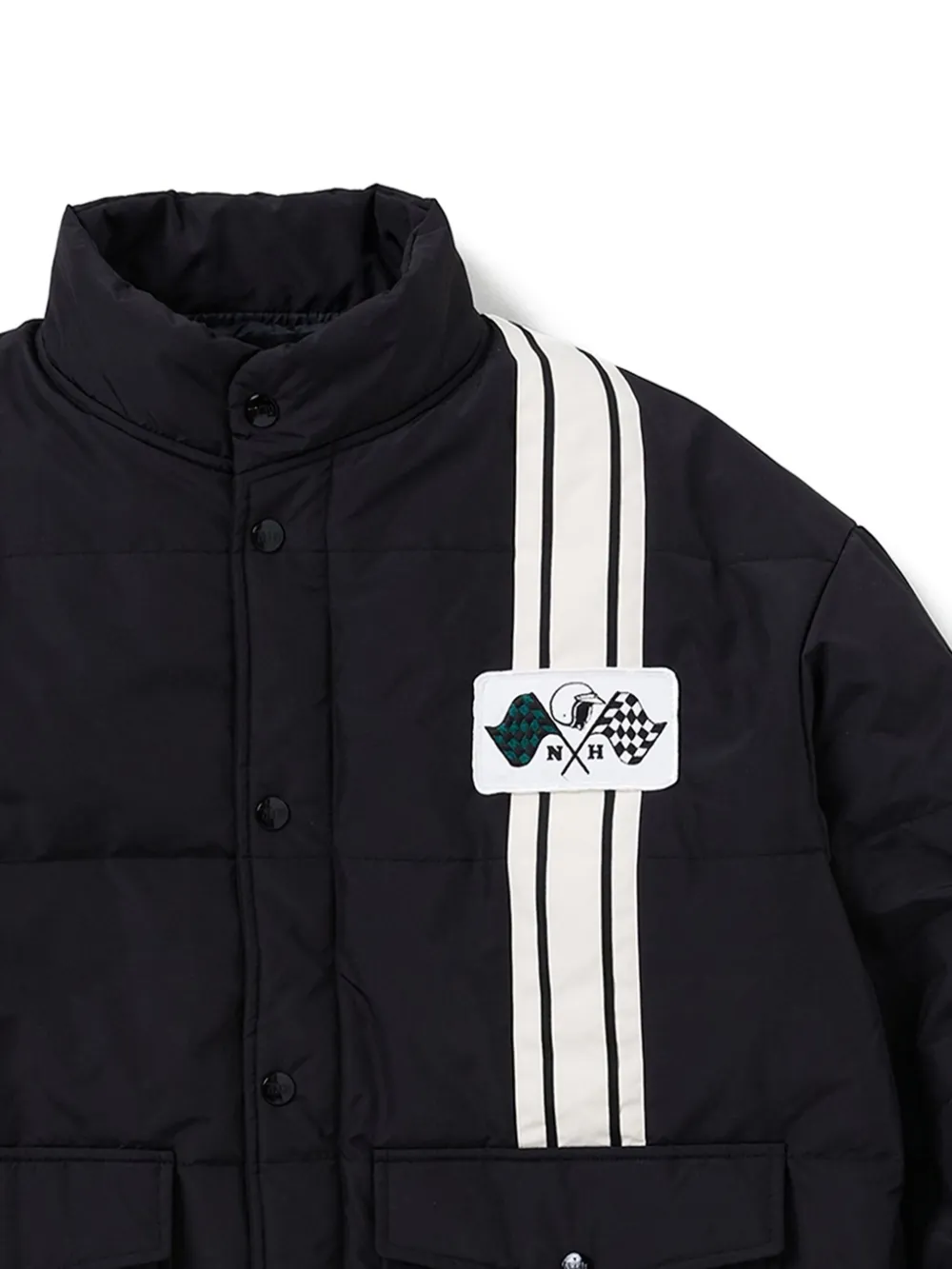 Neighborhood Stripe-detail Padded Jacket In Black