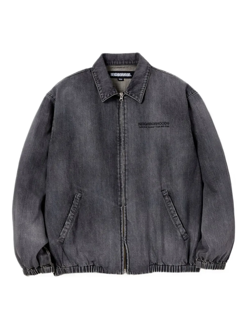 Neighborhood Katoenen denim jack met rits Grijs