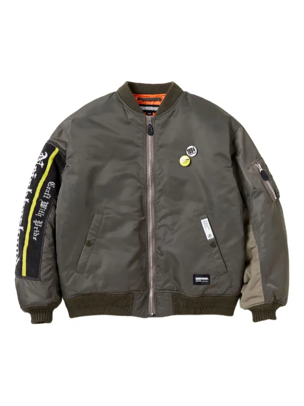 Neighborhood embroidered-patch Bomber Jacket Green Farfetch