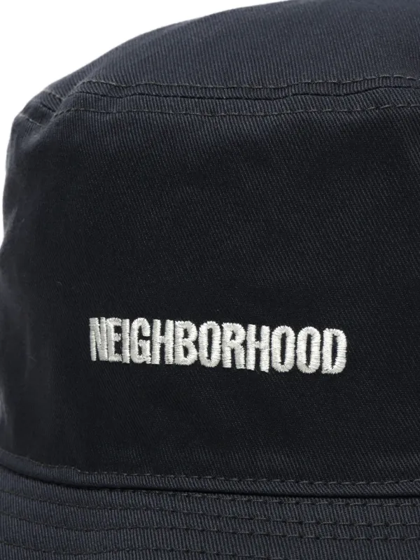Neighborhood embroidered-logo Cotton Bucket Hat | Grey | FARFETCH