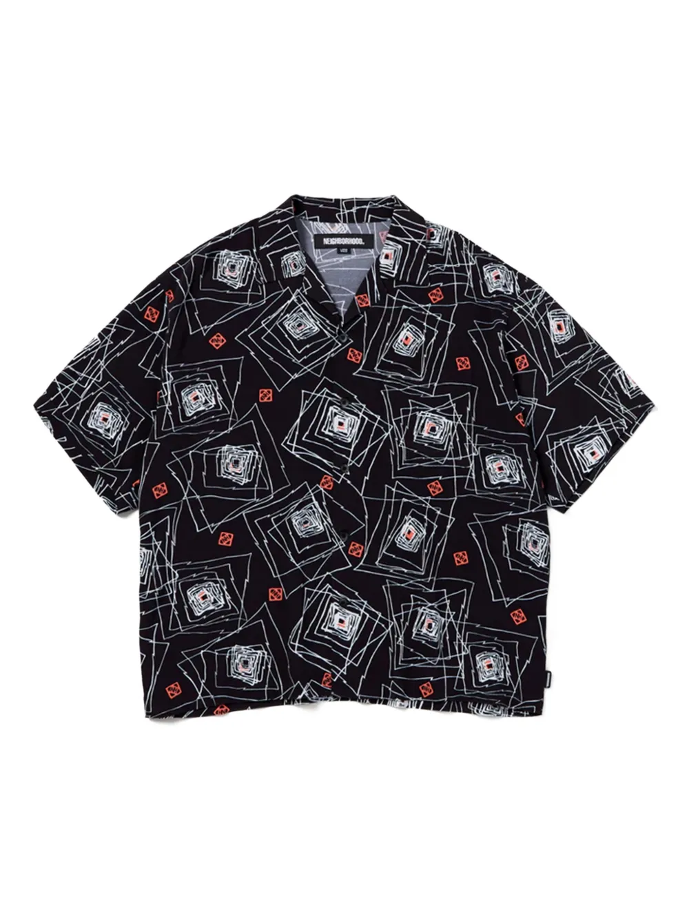 Neighborhood Overhemd met geometrische print Zwart