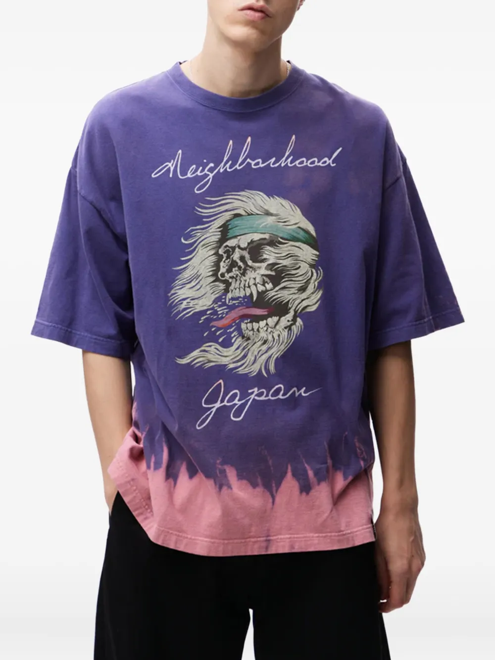 Neighborhood skull-print tie-dye T-shirt - Paars