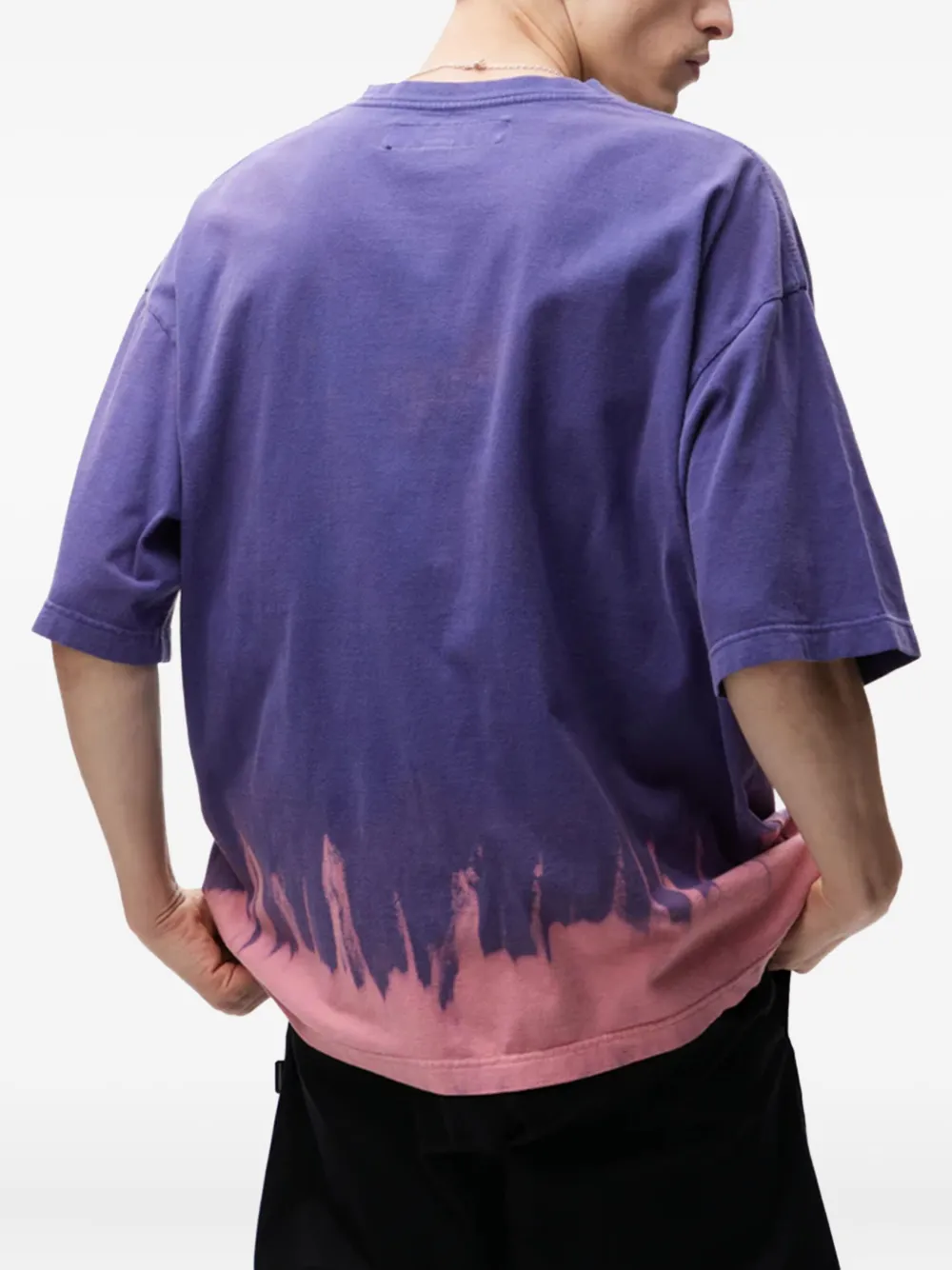 Neighborhood T-shirt met tie-dye print en doodskopprint Paars
