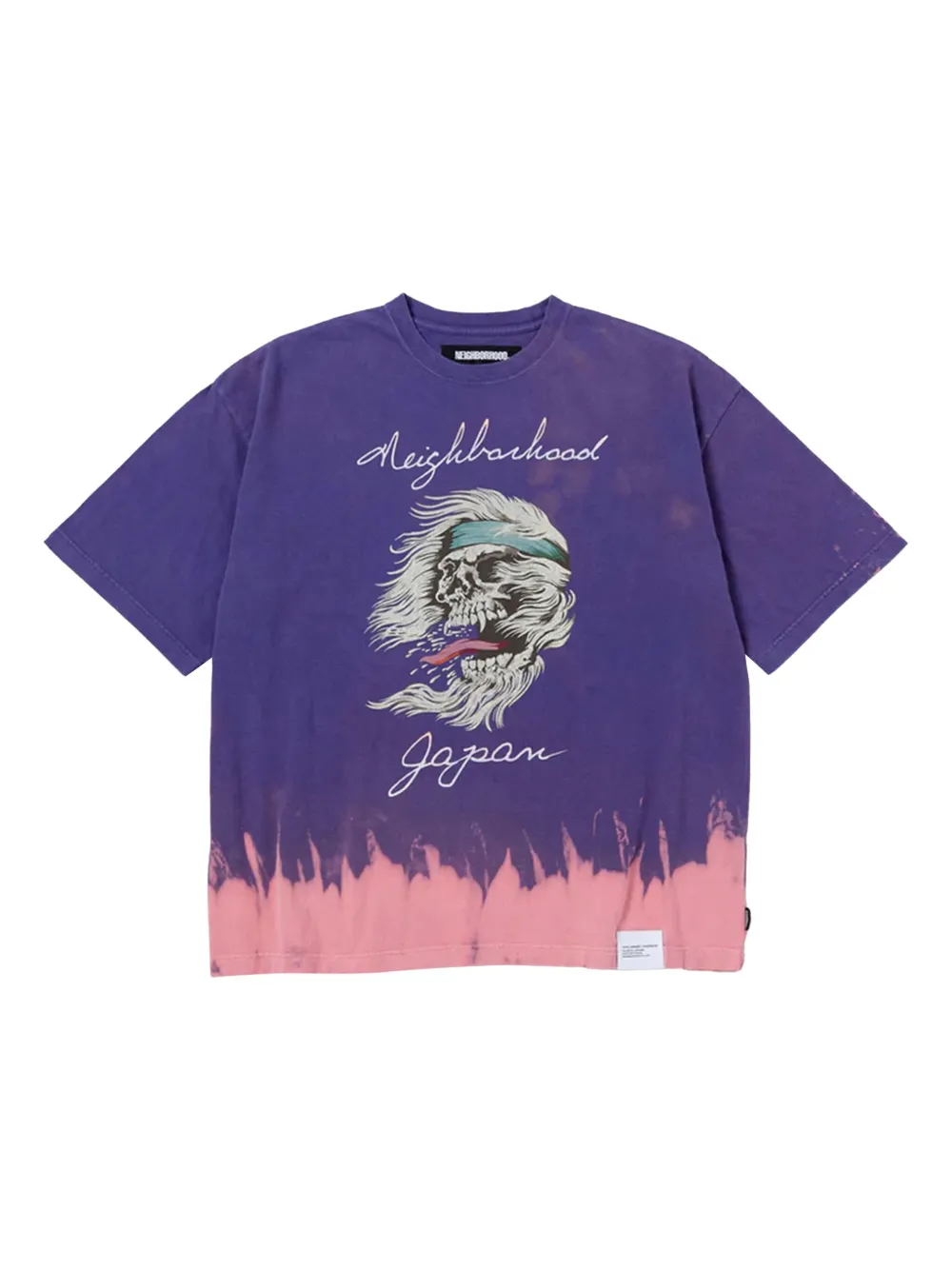 Neighborhood T-shirt met tie-dye print en doodskopprint Paars