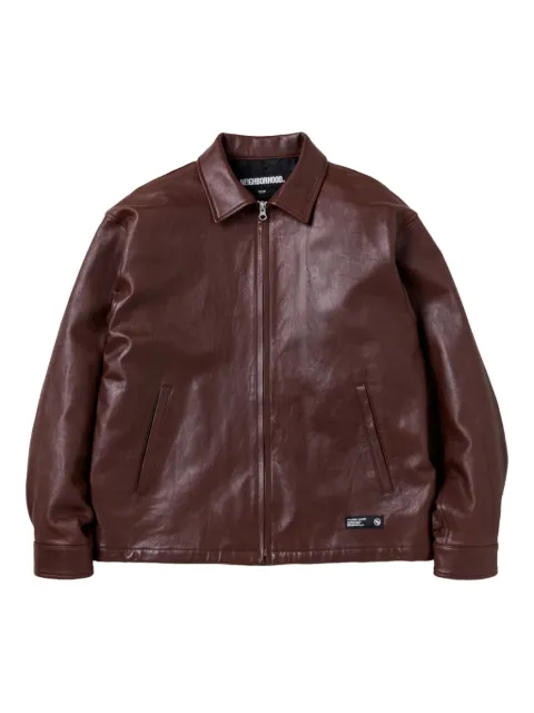 Neighborhood zip-up lambskin-leather jacket
