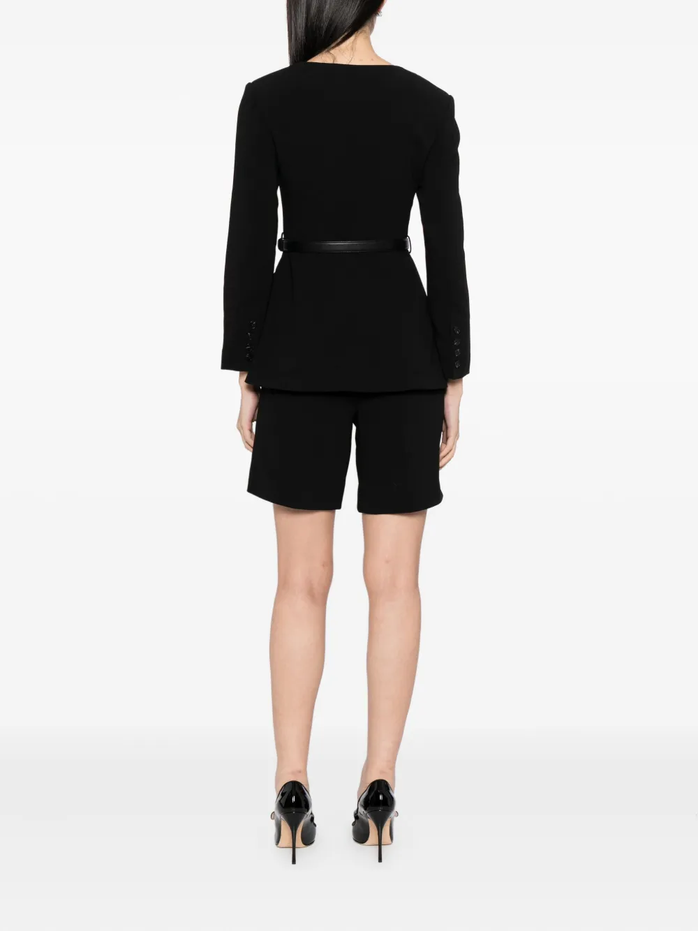 Self-portrait Tailored Crepe Playsuit In Black