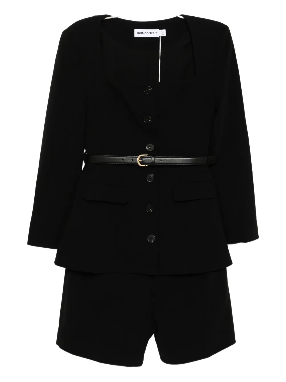 Self-Portrait Tuta intera con scollo quadrato - Nero