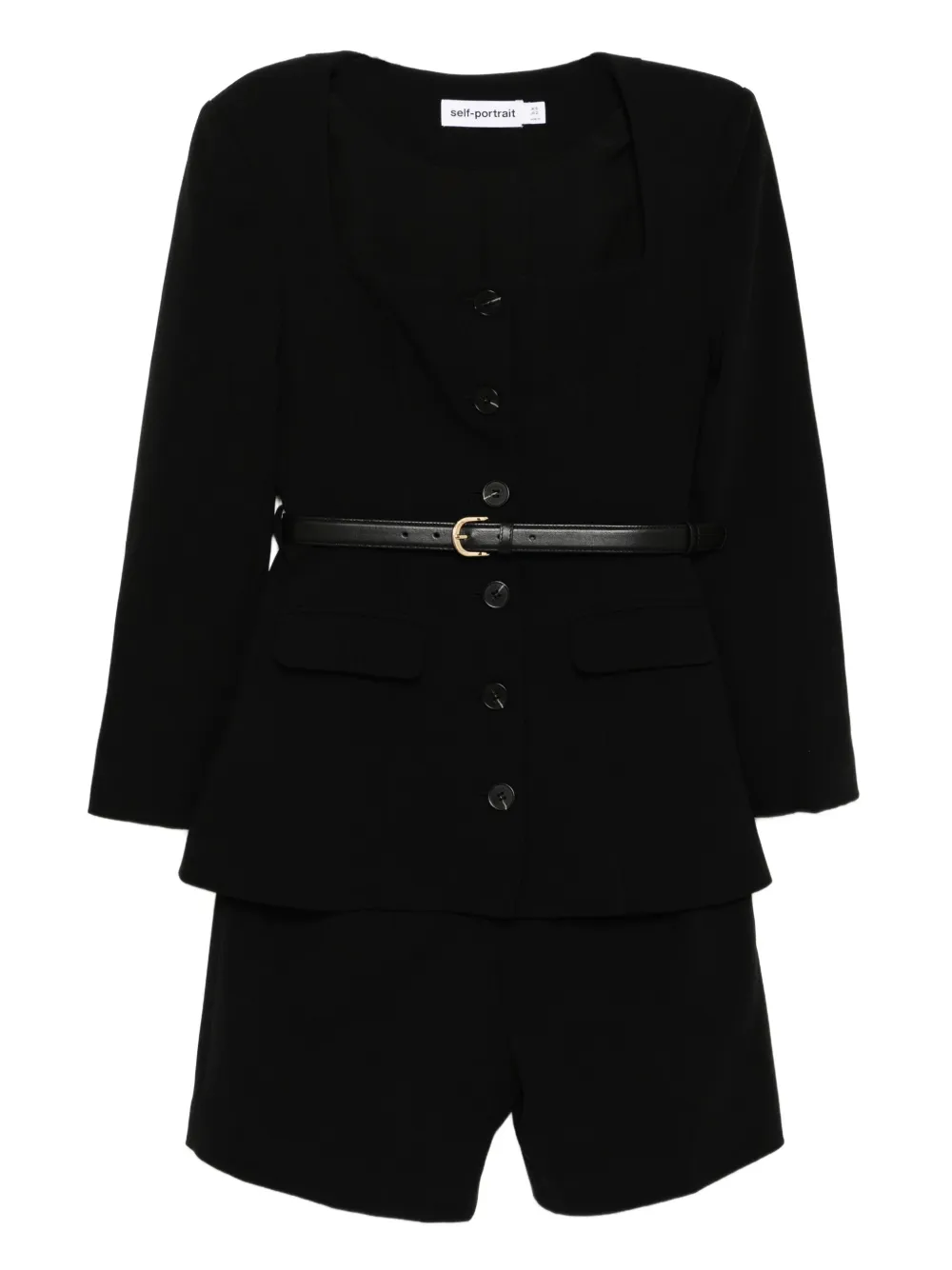 Self-portrait Tailored Crepe Playsuit In Black