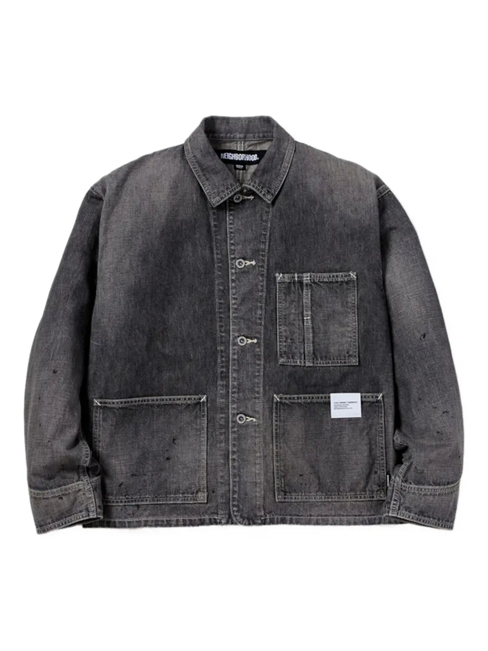Neighborhood Katoenen denim jack met dubbele zak Grijs