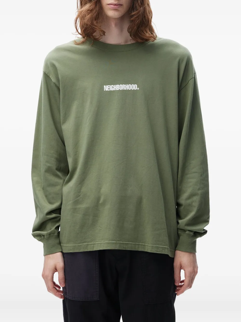 Neighborhood logo-print long-sleeve t-shirt - Groen