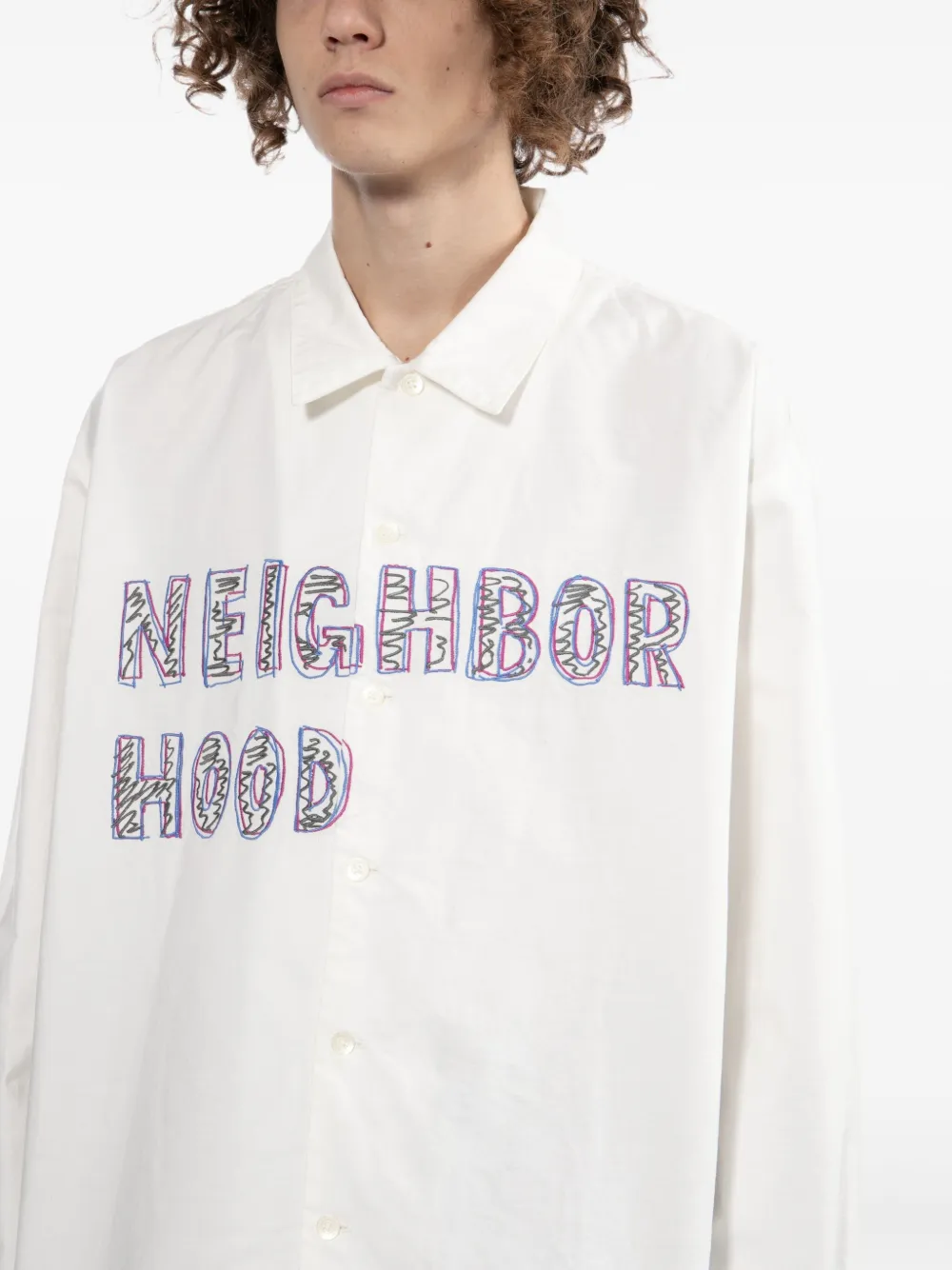 Neighborhood Overhemd met grafische print Wit