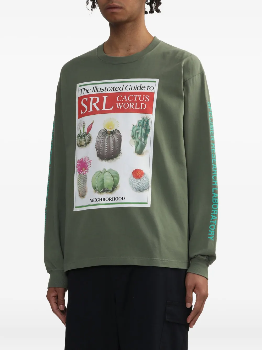 Neighborhood T-shirt met cactusprint en lange mouwen Groen