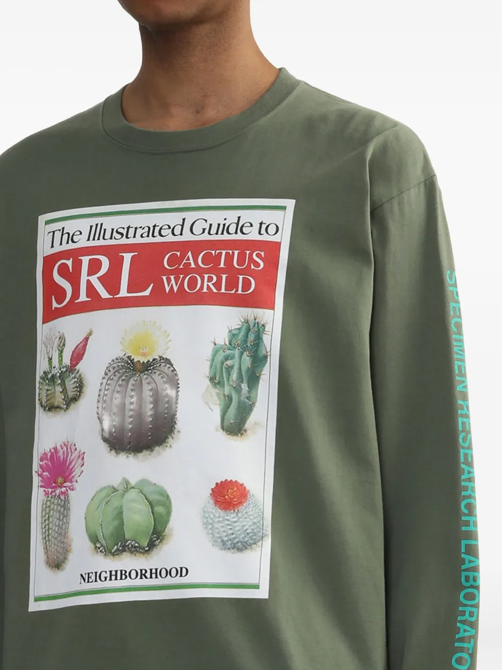 Neighborhood T-shirt met cactusprint en lange mouwen Groen
