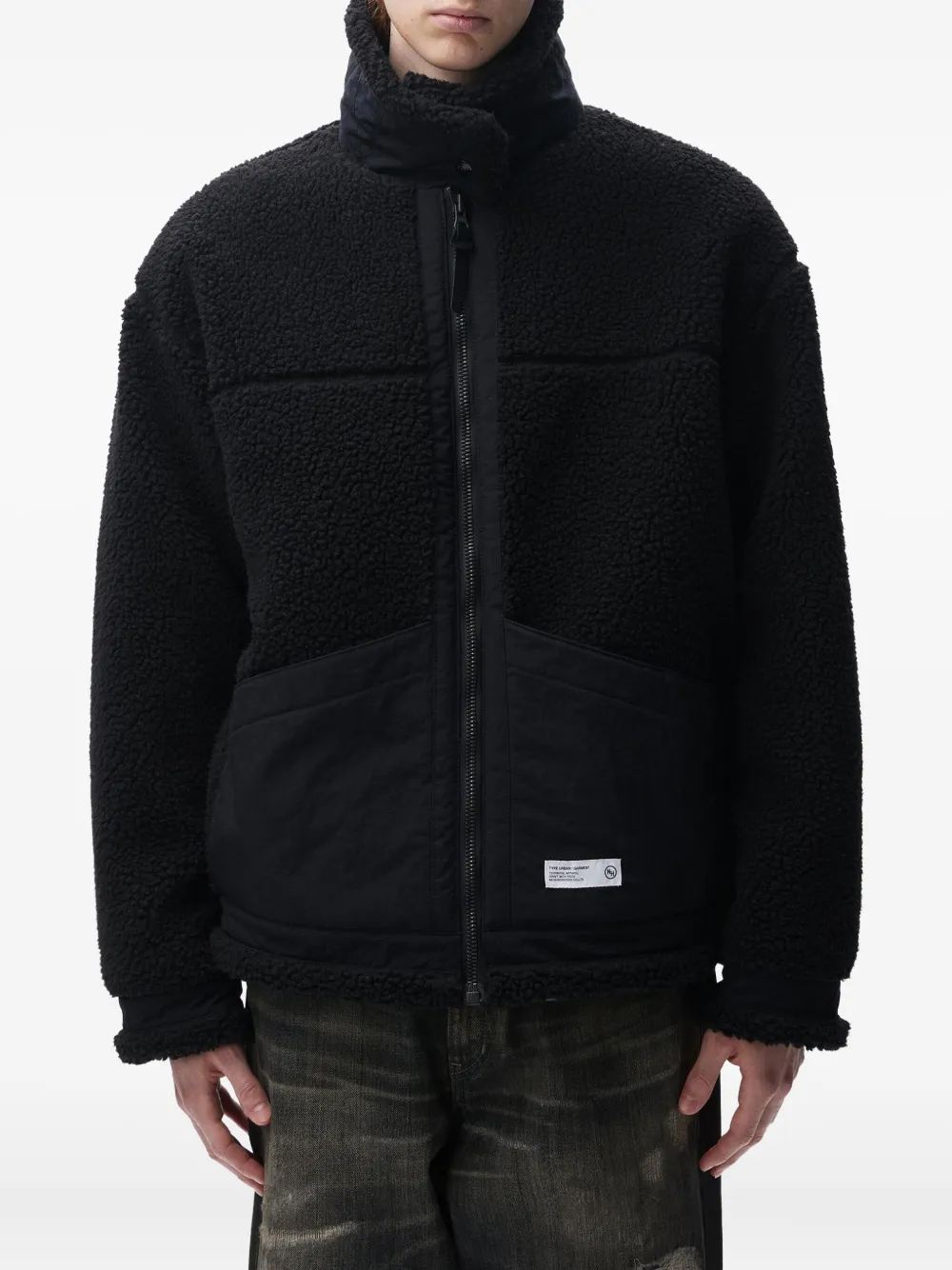 Neighborhood Fleece jas met vlakken Zwart