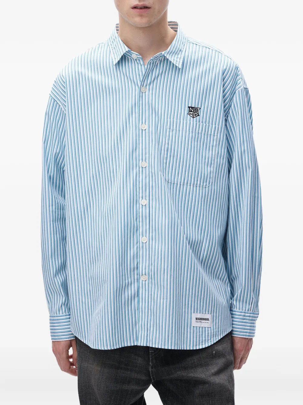 Neighborhood striped cotton shirt - Blauw