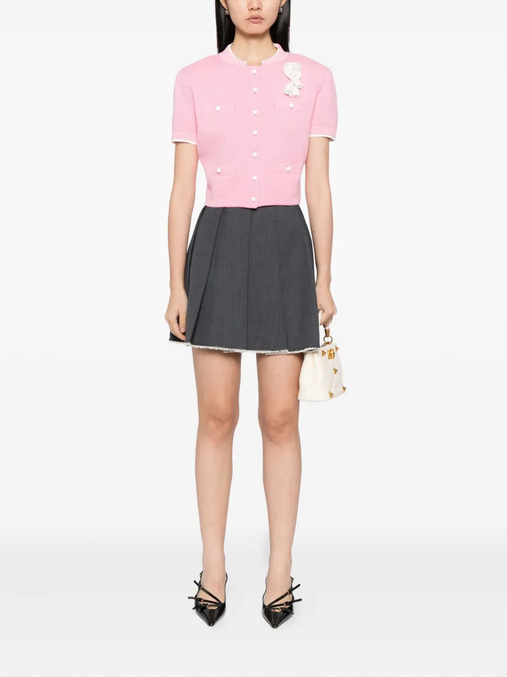 Self-Portrait Shirt met geborduurde bloemen - Roze