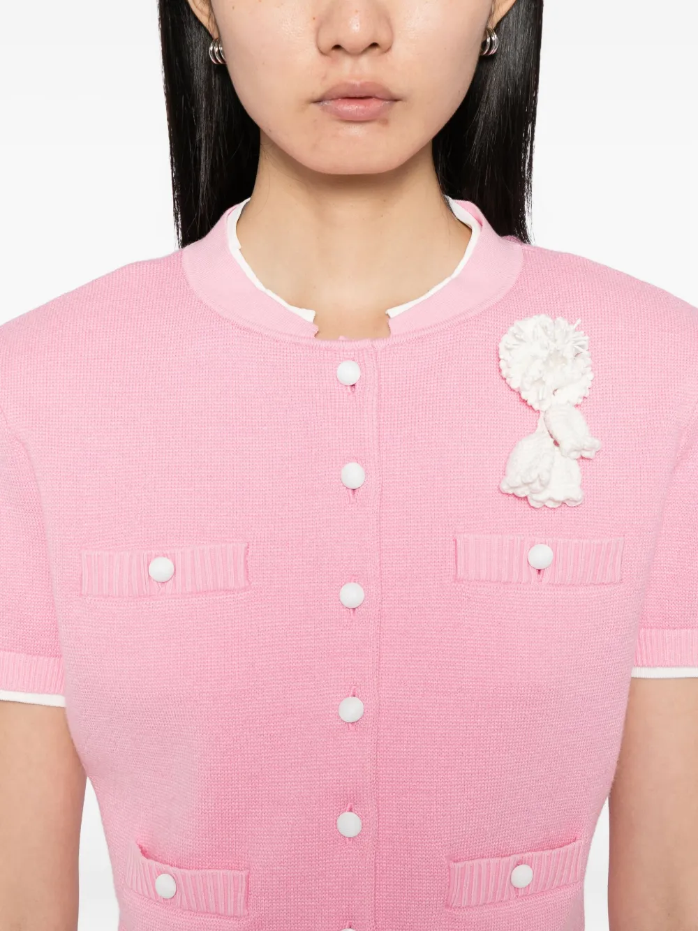 Self-Portrait Shirt met geborduurde bloemen Roze