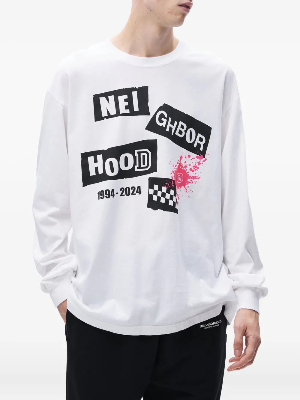 Neighborhood graphic-print long-sleeve T-shirt - Wit