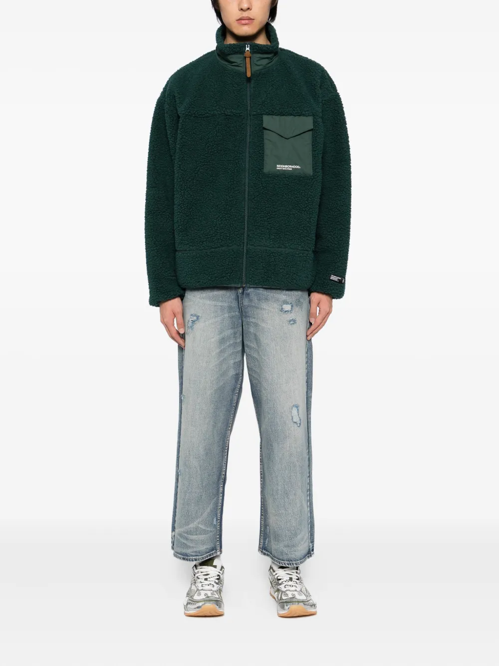 Neighborhood logo-embroidered jacket Groen