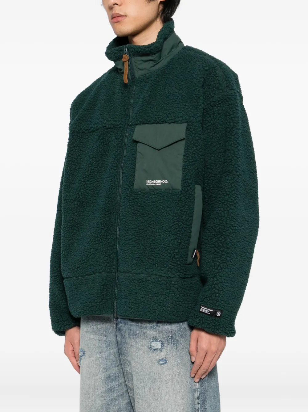Neighborhood logo-embroidered jacket Groen