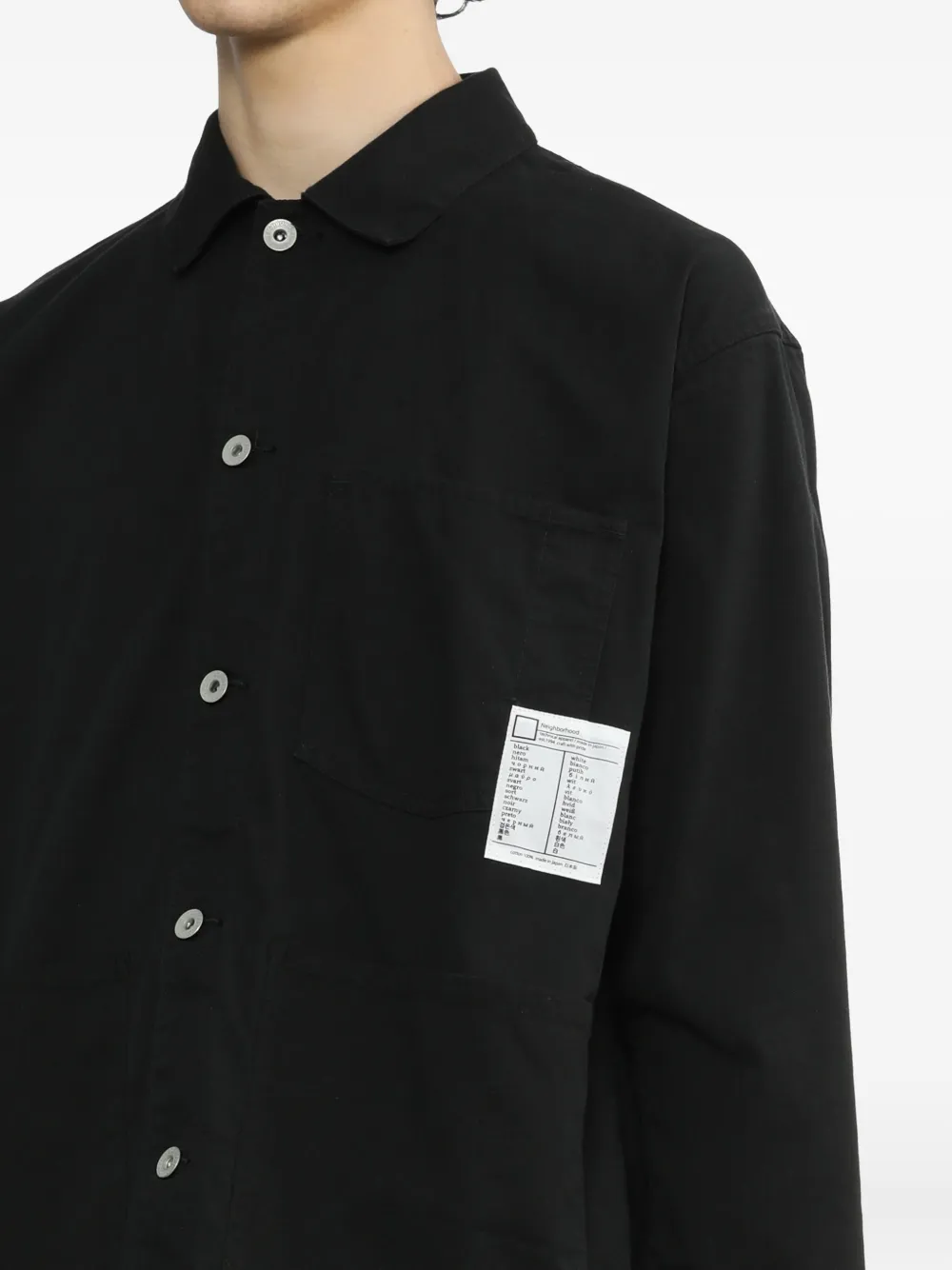 Neighborhood patch-pocket button-front shirt jacket Zwart